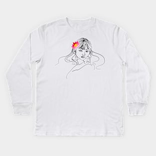 Girl and lotos Kids Long Sleeve T-Shirt